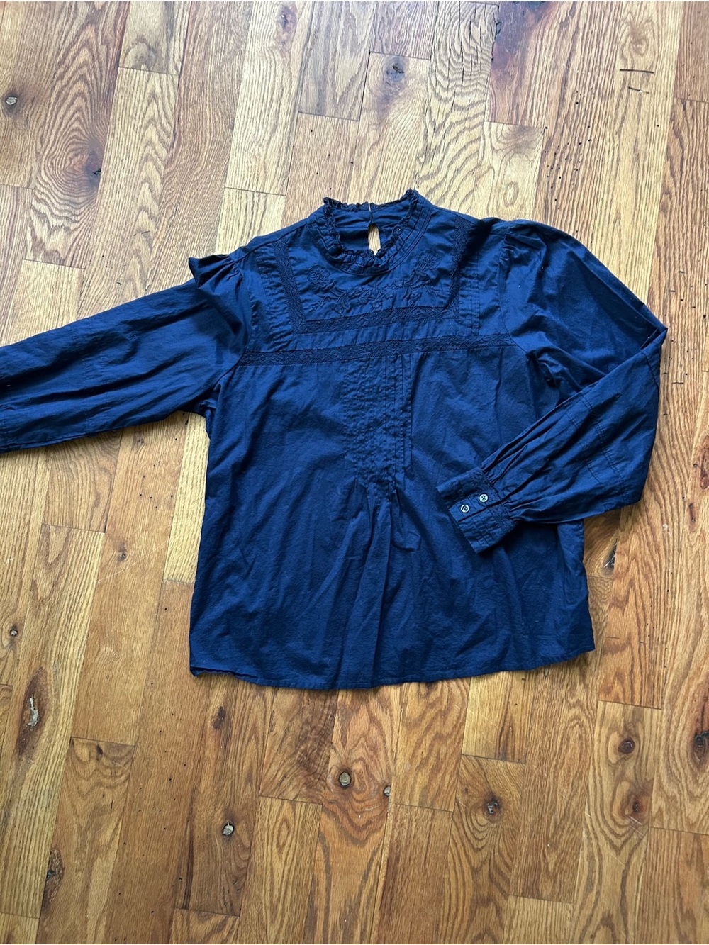 GAP Navy Lace-Trimmed Blouse